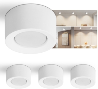 ZMH 4er Aufbauspot rund Aufbaustrahler weiß: Aufbauleuchte GX53 Deckenspots flach Spots Deckenleuchte Aufputz aus Gips Modern klein Deckenlampe Max. 10W für Wohnzimmer Esszimmer - Ohne Leuchtmittel