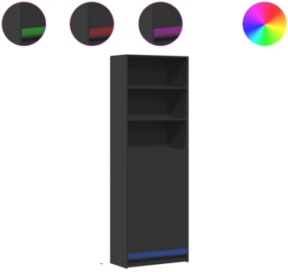 vidaXL Highboard mit LED-Beleuchtung Schwarz 69x32,5x200 cm 3307906