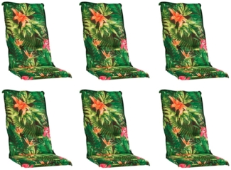 GO-DE Hochlehnerauflage TROPICAL, B 50 x L 120 cm, Grün, 6er Set, (Set, 6 St), Gartenstuhlauflagen für Hochlehnstühle