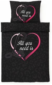 Mikrofaser-Bettwäsche mit Reißverschluss - Einzelbettwäsche mit Herzmotiv 135 x 200 cm