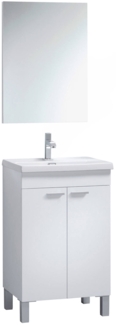 Dmora Almenia Waschtischunterschrank, Badezimmerschrank, 2-türiger Kleiderschrank mit Spiegel, Waschbecken nicht im Lieferumfang enthalten, 50x40h80 cm, Weiß