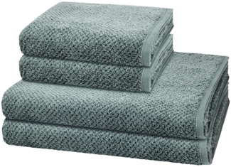 Cawö Pure 4 tlg. Frottier-Set - 2 X Handtuch (50 X 100cm), 2 X Duschtuch (80 X 150cm) - 494 g/m2 - Mystic green