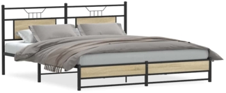 vidaXL Metallbett ohne Matratze Sonoma-Eiche 180x200 cm 3325120