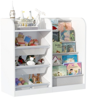 radelldar Kinderregal Bücherregal Kinder, mit 4 Aufbewahrungsbox, 5 Fächer, 90x34x80cm