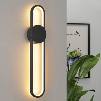 ZMH Wandlampe LED Wandleuchte Innen - 12W Treppenhauslampe 60cm Schwarz Flurlampe Modern Design 3000K Warmweiß Minimalistische Wandbeleuchtung für Schlafzimmer Wohnzimmer Flur Treppenhaus Küche
