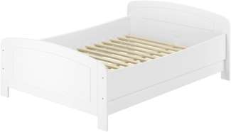 Weißes Holzbett Seniorenbett extra hoch 160 x 200 Zubehör wählbar V-60.44W-16Rollrost inkl.