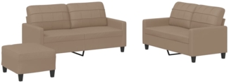 vidaXL 3-tlg. Sofagarnitur mit Kissen Cappuccino-Braun Kunstleder 3201367