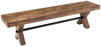 riess-ambiente Sitzbank GOLIATH 180cm natur – Pinienholz-Platte, X-Gestell, Metall-Strebe (Einzelartikel, 1-St), stabile Holzbank im Industrial-Stil – ideal für Essbereich oder Flur