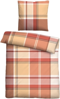 Traumhaft schlafen - Castell - Markenbettwäsche Polycotton Biber 0351123 KARO, orange-rot, 1x 155x220 cm + 1x 80x80 cm