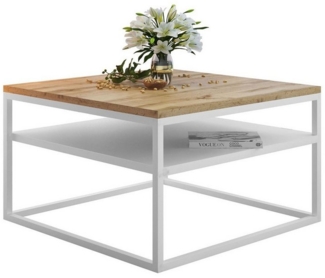 Lookway Couchtisch NOVA LOFT mit Ablage auf weißem Gestell (1x Tisch), Breite: 68,5 cm