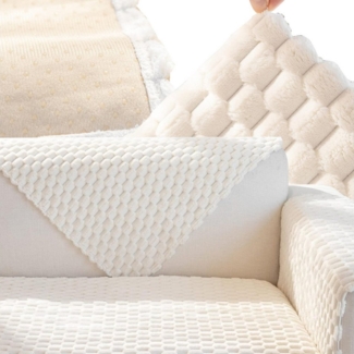 LA CUTE Tagesdecke Rutschfester Sofabezug Velours Weiß – Schutz & Komfort für Möbel, Rutschfester Sofabezug aus Velours, weich, schützend & pflegeleicht.