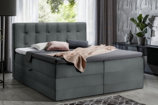 99rooms Hugo Boxspringbett Strukturstoff INARI 200x200 cm Dunkelgrau