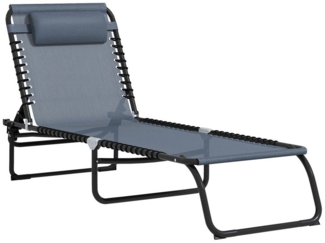 Outsunny Gartenliege Sonnenliege faltbar Garten 4-stufige Rückenlehne verstellbar, Relaxliege, 1 St, Klappliege, Stahl Mesh-Stoff Grau 189 x 58 x 30 cm
