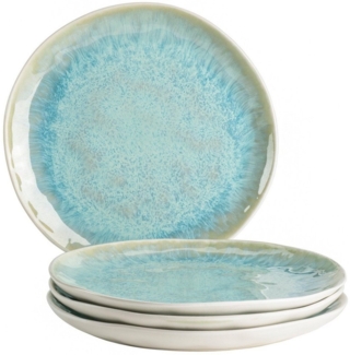 Modernes Dessertteller 4er-Set mit gesprenkelter Glasur und organischen Formen, 4 kleine Teller aus Keramik im aufregendem Vintage Look