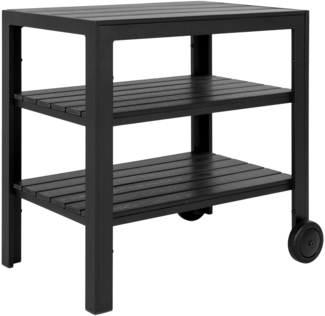 House Nordic Tee-Trolly, Aluminium/Nichtholz, schwarz, 3 Einlegeböden