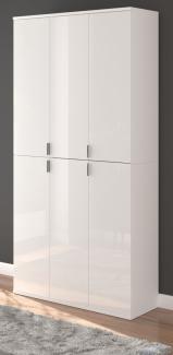 Garderobenschrank SystemX in weiß Hochglanz 91 x 193 cm