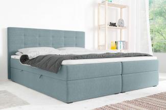 99rooms Bonvito Boxspringbett Pastellblau Strukturstoff INARI Bonell-Federung 180x200 cm