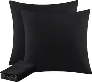 Kissenbezug 80x80 Schwarz 2er Set Mikrofaser Reißverschluss Soft 80x80cm