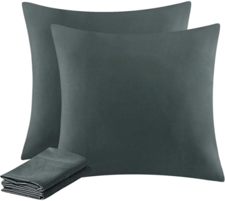 Kissenbezug 80x80 Schwarz 2er Set Mikrofaser Reißverschluss Soft 80x80cm