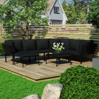 vidaXL 8-tlg. Garten-Lounge-Set mit Auflagen Schwarz PVC 48592