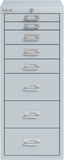 Bisley Multidrawer Schubladenschrank aus Metall abschließbar in lichtgrau Schrank für Büro Werkstatt und Zuhause Stahlschrank, LA298-645