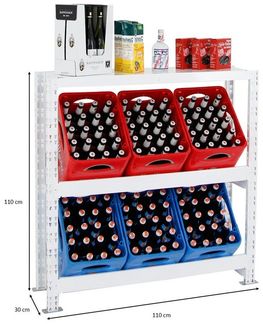 PROREGAL® Flaschenregal Getränkekistenregal Kastenregal TEGERNSEE XL für 6 Kästen + Ablage, Hochwertiges Getränkekistenregal für Küche Garage Abstellraum