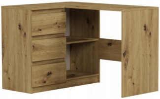 Home Collective Eckschreibtisch mit 3 Schubladen & Einlegeboden, modern & funktional, 112 x 87 x 76 cm, Links Seite, Artisan