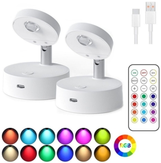 Rosnek LED Wandstrahler Drahtlos, wiederaufladbar, RGB, für die Beleuchtung von Gemälden, RGB(12 Farben), Warmweiß(3000K), Schränken und Vitrinen Deko