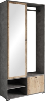 INOSIGN Garderobenschrank DINO Kompaktgarderobe, Garderoben-Set DINO Mit Spiegel und Kleiderstange, 90 cm breit, Türanschlag wechselbar