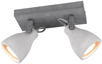Retro Deckenstrahler CONCRETE 2-flammig mit Beton-Lampenschirmen, Breite 23cm