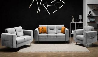 Beautysofa Polstergarnitur VENEZIA Die Lieferung beinhaltet Beiträge zur Wohnung, (Sessel + 2-Sitzer Sofa + 3-Sitzer Sofa im modernes Design), mit Metallbeine, Couchgarnituren aus Velours