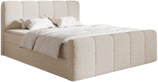 Selsey 'Cloudy II' Boxspringbett mit Bettkästen und Topper Bouclé Hellbeige, 180x200 cm