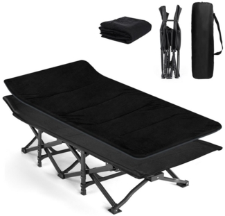 CALIYO Klappbett Feldbett XXL Campingbett bis 200kg Klappbett Gästebett Campingliege (Mit Matratze Topper für Camping Garten) Faltbar Feldbettauflage