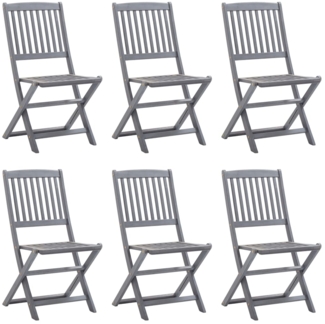 vidaXL Klappbare Gartenstühle 6 Stk. mit Kissen Massivholz Akazie 3065448