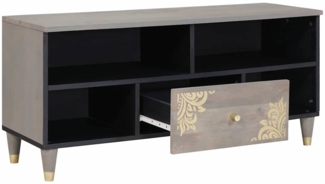 vidaXL TV-Schränk Grau und Gold 100 x 33.5 x 46 cm Massivholz Mango 4018788