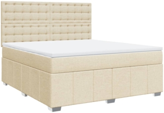 vidaXL Boxspringbett mit Matratze Creme 180x200 cm Stoff 3291766