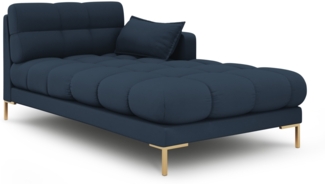 Micadoni Recamiere Mamaia 1-Sitzer Rechts Strukturierter Stoff Blau Metall Gold