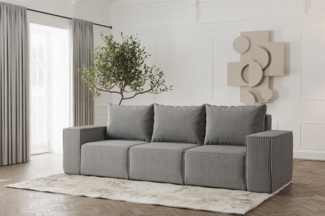 Sofa Designersofa ESTELLE 3-Sitzer in Stoff Poso Grau