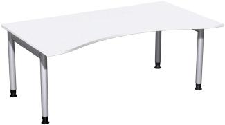 Schreibtisch '4 Fuß Pro' höhenverstellbar, 180x100 cm, Weiß / Silber