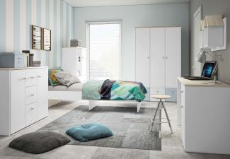 Stylefy Molli Kinderzimmer-Set VI Weiß Buche Fjord Hellblau