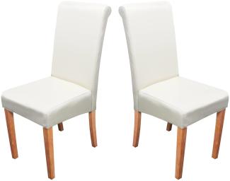 2er-Set Esszimmerstuhl Stuhl Küchenstuhl Novara II, Leder ~ creme, helle Beine