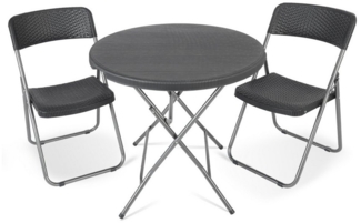 Sekey Balkonset Balkonmöbel Set 2 Personen Platzsparend Balkonset aus Polyrattan, (3-tlg), Gartentisch und 2 Gartenstuhl Klappbar Gartenmöbel für Balkon Terrasse