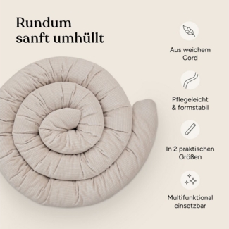 Ehrenkind Nestchenschlange Bettschlange Cord aus 100% Bio-Baumwolle, Schutz und Geborgenheit, (Kuschelschlange, Bettumrandung Babybett), Bettschlange Baby