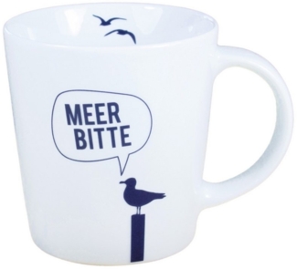 Bow & Hummingbird Becher Großer Porzellanbecher Meer bitte, hochwertiges, spülmaschinen- und kratzfestes Porzellan