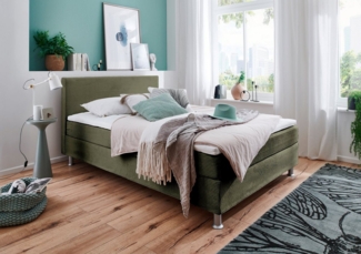 ATLANTIC home collection Boxbett inklusive Rost und Federkernmatratze, Polyester, Olivgrün, 120x200 cm
