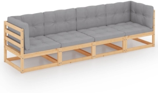 vidaXL 4-Sitzer-Gartensofa mit Kissen Kiefer Massivholz 3076409