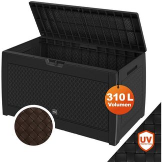 Casaria Auflagenbox Matuba, 310L Haltegriffe Rollen Balkon Wohnzimmer Flecht-Optik Anthrazit