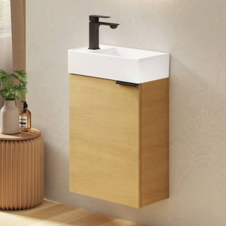 EMKE Badmöbel-Set mit Waschbecken 41.7×24×64.6cm Natur-Eiche