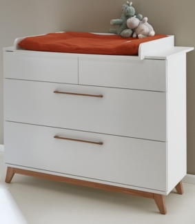 Wickelkommode mit abnehmbarem Wickelaufsatz »Lina«, (B/H/T): 115/104/77 cm, Weiß / Walnuss, Arthur Berndt