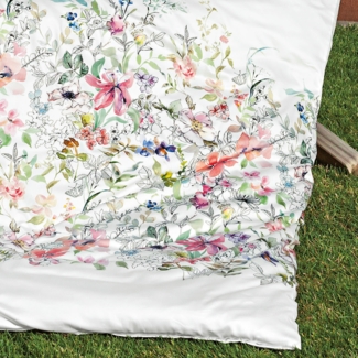 Janine Mako Satin Bettwäsche Milano 45088-01 Rosa Grün Geblümt 135x200